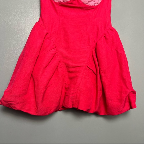 The Wolf Gang Cece Strapless Mini Dress Women’s Size S Pink Linen Mermaid Beachy - Picture 6 of 11